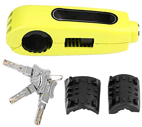 Universal Motorrad Edelstahl Lenker Bremshebel Schloss Gasgriff Diebstahlsicherung Sicherheitsschloss Universal Fit für die meisten Motorräder, Motorroller und Geländefahrzeuge(Gelb)