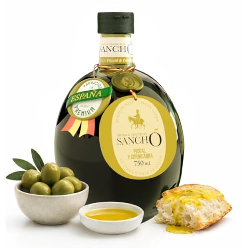 Aceite de oliva virgen extra picual 750 ml botella de plástico | aove gourmet intenso aromático extraído en frío | aceite premium español para cocina diaria | sancho la mancha, dop campo de montiel. | Origen Único DOP Campo de Montiel Extraído en Frío Ideal para Cocina Diaria Envase Plástico Ligero y Resistente Para el Hogar