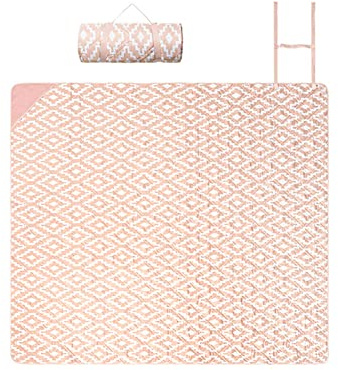 Wasserdichte Picknickdecke Sandfest Stranddecke extra groß Picknickmatte verdicken tragbar faltbar Gesteppt Feuchtigkeitsdichte Matte Maschinenwaschbar Teppich zum Camping Reisen 200x220cm (Rosa)