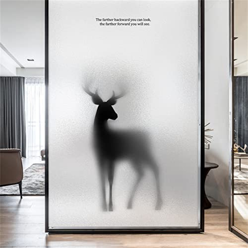 Fensterfolien - Statische 3D-Glasfolie,Blickdicht Sichtschuzfolie,für Fenster Dekorfolie Milchglasfolie Selbsthaftend Anti-UV- Tier Hirsch(90cmx200cm)