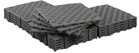 20 Stück Kunststoff Bodenrost Bodenplatte für Sauna/Garten/Poolbereich 500 x 500 x 25 mm Grau