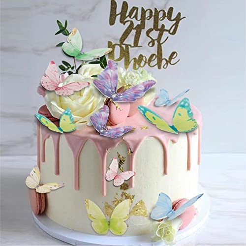 Morofme 40 Stück Essbare Schmetterlinge für Torte, Essbare Tortendeko Schmetterling Bunt, Cupcake Topper Essbar Schmetterlinge Muffin Deko für Hochzeit, Geburtstag, Jubiläum, Thema Kuchendekoration