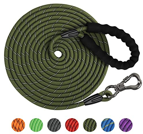 X XBEN Longe pour Chien 15M, Laisse de Dressage avec Poignée Confort et Mousqueton Verrouillable, Robuste pour Petits, Moyens et Grands Chiens