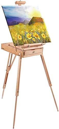ARTIST HASELL STAND PORTATILE Schizzo in legno Schizzo in legno Pittura Painsel con cassetto tavolozza stile francese studio cavalletto grande treppiede di legno di faggio adulto for pittura, schizzi,