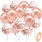 BELSVOR 50 Pièces Ballons, Ballons Anniversaire, 50PCS Ballons (25 Or Rose et 25 Ballons de confettis), Ballons Anniversaire pour Décorations Anniversaire/Mariage/Fête/Noël, 12 Pouce Ballons Latex
