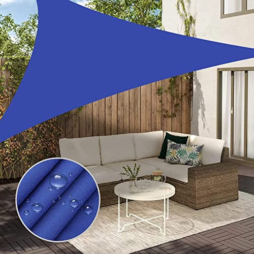 FASCINATDECO Sun Shade Sail Triangle Waterproof Shade Sail for Outdoor Garden Patio Party Backyard 98% UV Block Sunscreen Awning Canopy Sunsail with Free Rope (5x5x5m,Blue)