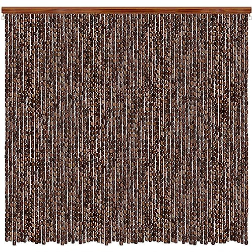 WIRMEC Bamboo Beaded Door Curtain 90x200cm, Coffee Color, Room Divider, Privacy Screen, Living Room, Size: W 35.4 x L 78.7 (1 Panels)