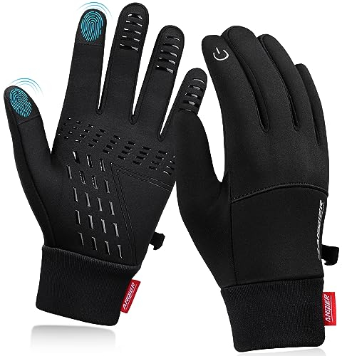 Anqier Fahrrad Handschuh Herren Winterhandschuhe Wärme Radsport Handschuhe Winddichte Touchscreenhandschuhe Damen Sporthandschuhe Rutschfeste Running-Handschuhe Thermohandschuhe Wasserdicht