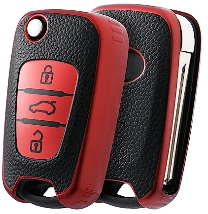 OATSBASF Autoschlüssel Hülle Geeignet für Hyundai, Schlüsselhülle Cover für Hyundai Verna Elantra Sportage Carens Forte Avante K2 K5 SONATA8 ix i30 Zubehör (P-Rot)