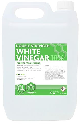 Hexeal Double Strength White Vinegar 5L – 5L of 10% Strong Cleaning Vinegar for Sanitising & Cleaning – Suitable for Use in the Garden – Deodorises & Removes Grime