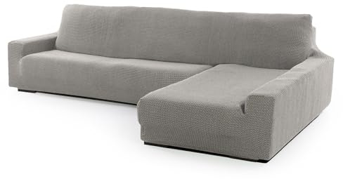 SOFASKINS® super elastischer Chaise Longue überzug, Sofabezug rechte Lange Armlehne, Sofa überzug atmungsaktiv, bequem und langlebig, Kompatible Abmessungen des Sofas (210-340 cm), Farbe hellgrau
