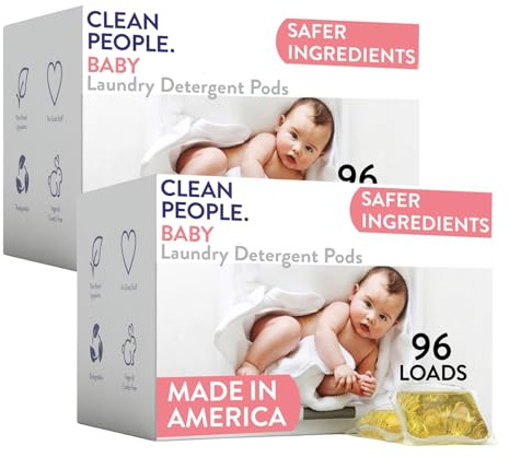 Clean People Waschkapseln – pflanzliche, hypoallergene Wäschekapseln – ultrakonzentriert, plastikfrei, recycelbare Verpackung, Fleckenbekämpfung – Baby (ohne Duft), 192 Stück