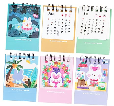 Blattgold-Wochenkalender,Wall Hanging Decoration, 12 Stück 2024 Mini-Tischkalender, Stand-up-Tischkalender, Staffelei-Kalender, kleiner Kaninchen-Tischkalender, akademischer Kalender, monatlicher Tisc