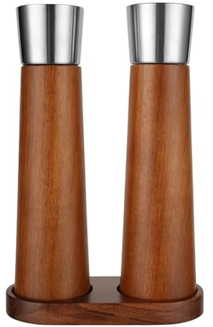 Salz und Pfeffermühle 2 Stück Salz- Und Pfeffermühle Aus Holz Mit Sockel, Gewürzmühle Für Küche, Kochen, Grillen Dressing Gewürzspender