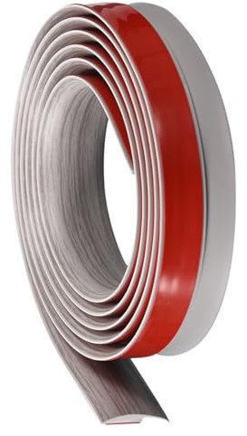 QUARKZMAN Striscia di Transizione Pavimento 3.3piedi Autoadesiva per Tappeti, Profilo di Finitura per Transizione Pavimento in Pvc da 1 Metro per Altezza Inferiore a 3mm, Grigio Legno