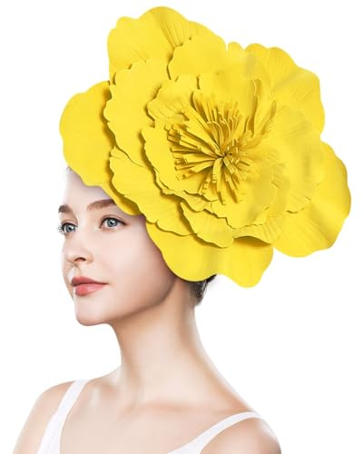Fascinator mit Blume, Große Blumenhüte für Damen, Großer Blumenhut, Großes Blumen-Stirnband, Kopfbedeckung, Blumen-Fascinator, Stirnband, Große Blumen-Haarbänder (G)