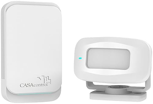 CASAcontrol Türklingel: Funk-Durchgangsmelder, PIR-Sensor, Steckdosen-Klingel, weiß (Bewegungsmelder Funk, Durchgangsbewegungsmelder, Hund)