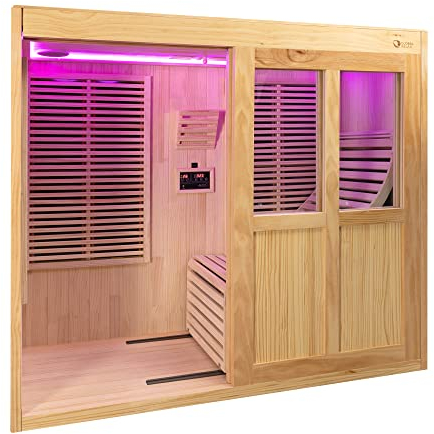 GLOBAL RELAX® | DHARANI S1 Plus Sauna de Carbono Individual de Cuerpo Entero reclinado | Reduce el estrés I Relaja los músculos | Panel de Control | USB I MP3 | Radio
