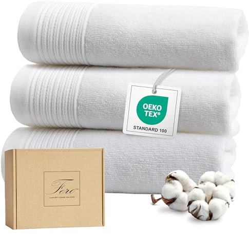Ferò Juego de Toallas Faciales de 3 Piezas, 100% Algodón Premium Low Twist, 550 g/m², Ultra Suaves, Oeko-Tex, Diseño Italiano, 3 Toallas de Invitado, Toallas de Bidet, 50x30 cm, Blanco