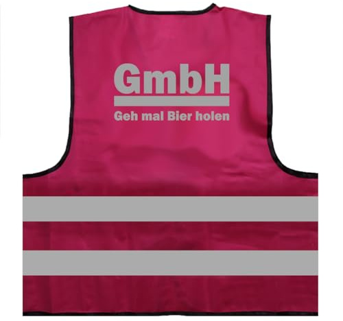 GmbH GEH mal Bier Holen Party JGA 2024 Warnweste BZW. Signalweste mit reflektierendem Aufdruck ID: 1354