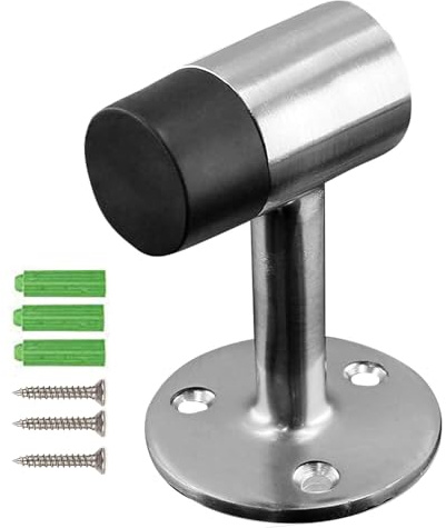 GIONAR Türstopper Boden Edelstahl, Metall-Türschließer Boden Schrauben, Türpuffer Wandmontage mit Gummi Puffer Enthält Befestigungsmittel, für massive Türen geeignet