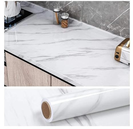 Wandschutzfolie Vinyl-Marmor for Wände in Rollen, Selbstklebende, wasserfeste, ölbeständige Tapete, Kontaktpapier, Wandaufkleber, Folie, Küche, Heimdekoration(40cmx5m)