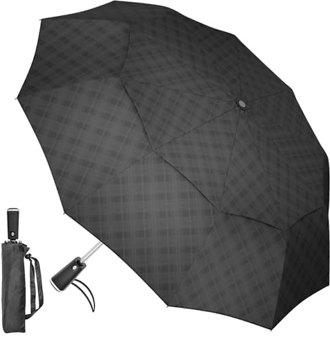 Satol Grande ombrello da golf antivento, 10 costole, apertura e chiusura automatica, a doppia cupola, ventilato, robusto, portatile, pieghevole, per viaggi, protezione UV, resistente al vento e alla