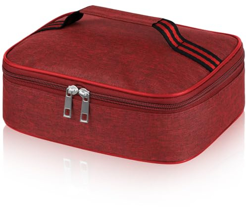 lohey Insulated Lunch Bag for Men Women Kids, Small Lunch Box Adults Cool Bag with Handle, Portable Thermal Cooler Box Bag for Work, School, Picnic Outdoor (Red)