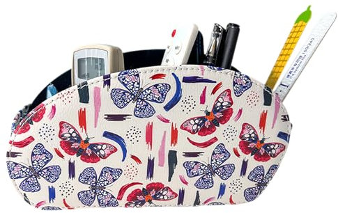 EACHPT Fernbedienung Halterung, Fernbedienungshalte mit 5 Fächern, PU- Leder mit Wildlederfutter, Aufbewahrung für TV-Fernbedienungen,Medien-Controller, Bürobedarf, Make-up-Pinsel