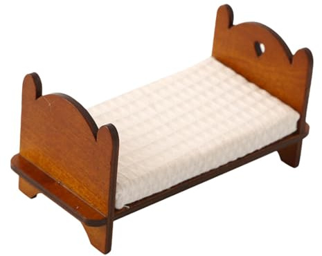 Harilla Puppenhausmöbel-Zubehör, Miniaturbett, 1:12, Rollenspiel, Puppenhaus, DIY-Szenenmodell, Puppenhaus-Dekoration, Holzmöbel