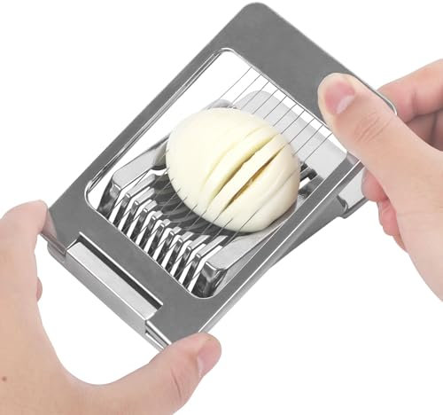 Egg Slicer, Stainless Steel Wire Egg Cutter Heavy Duty Aluminum Alloy Soft Fruit Slicer Multipurpose Kitchen Utensils for Hard Boiled Eggs Mushroom Strawberry Butter Tomato