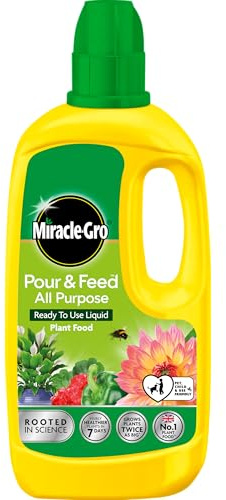 Miracle-Gro Pour & Feed All Purpose Ready to Use Liquid Plant Food 1L – Quick & Easy Liquid Fertilizer for Healthier, Stronger Plants, Ideal for Flowers, Vegetables, and Shrubs