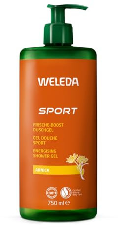 WELEDA Bio Sport XXL Duschgel vegan - Naturkosmetik Arnika Dusche für Frauen & Männer mit Rosmarin / Lavendel Duft - Hautpflege Duschseife mit Pumpspender zur Gesicht & Körper Reinigung (1x 750ml)
