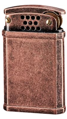 Briquet à kérosène de style vintage, métal cuivré, motif étincelle (sans carburant) (rouge)