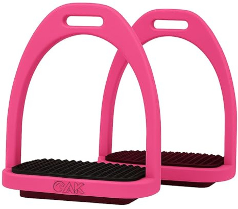 AK Baspro - Staffa per cavallo, in plastica, ad alta resistenza, durevole, in plastica di qualità, staffe di sicurezza, staffe per equitazione con cuscinetto in gomma antiscivolo, AKRS-6047-02 (rosa