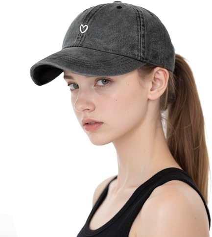SEFIRST Cappello da Baseball da Donna a Coda di Cavallo, Cappellino con Visiera, Cappello Donna Estivo per Berretto da Tennis da Golf Sportive, cap Cotone Regolabile - Adulto (Nero)