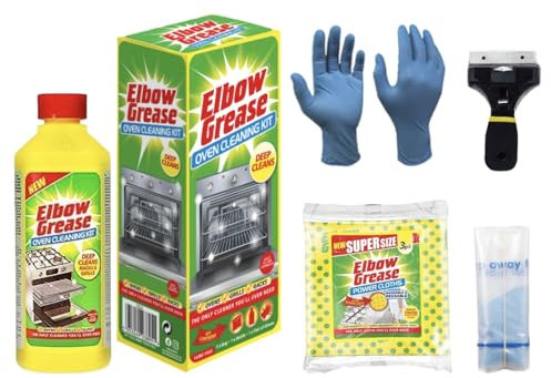 QLV Oven Cleaner Kit with Non-Scratch Scraper, Gloves, Cloth & Cleaning Bag. Fume-Free Heavy Duty Cleaning Products for Racks, Grills, BBQ & Air Fryers. Powerful Kitchen Grease Remover