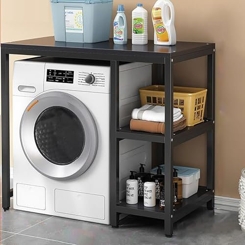 Meuble Machine À Laver Et Seche Linge, Étagère De Rangement Pour Lave-Vaisselle Pour Sèche-Linge Domestique, Meuble Machine À Laver Économie D'espace Pour Buanderie, Salle De Bain Et Toilettes(Black,9