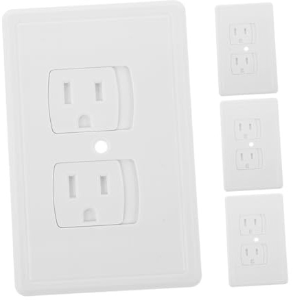 NOLITOY 4 Piezas Tapas de Enchufe con Mecanismo de Auto Cierre para Seguridad Infantil Protección Eléctrico Cubiertas para con Tornillo Central Material Abs Duradero Blanco