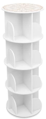 PansyWind Drehbares Bücherregal mit 16 Fächern 60kg Tragkraft & 360° Rotation 4 Stufiges Standregal für Kinderzimmer und Wohnzimmer