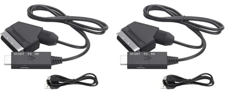 Cable convertidor de audio y vídeo Scart a HDMI 1080P (1/2 unidades), 1 m, adaptador for HDTV, DVD, STB, accesorios, Plug and Play.(2 Pcs)