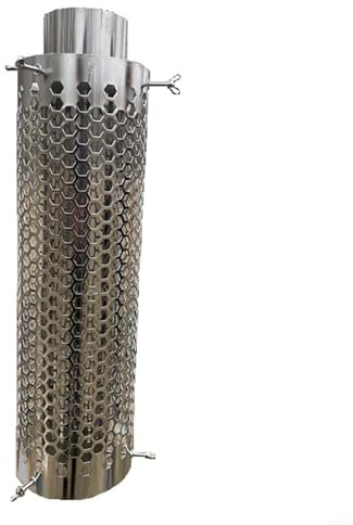 GANCEI Tubo di canna fumaria della stufa, tubo del camino della stufa da campeggio in acciaio inossidabile con copertura in rete anti-caldo, 12 cm di diametro x 40 cm di lunghezza per stufe a legna