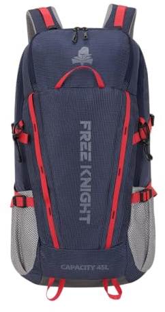 Bseash Mochila impermeable de 45 litros para senderismo, camping, con cubierta para lluvia, deportes al aire libre, bolsa de viaje para escalada, esquí, ciclismo, Azul marino, 40L US, Viajes