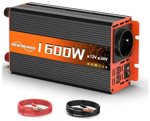 Inverter Inverter A Onda Sinusoidale Pura Da CC 12V A CA 220V 60HZ Presa UE 1600W LED Voltmetro Trasformatore Convertitore Per Casa Camper Accessori Auto Convertitore Tensione