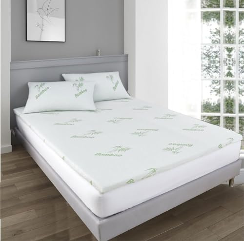 Bamboo Memory Foam Mattress Topper - Pressure Relief & Extra Comfort - Thick Firm Mattress Topper Bed Pad - Hypoallergenic, Orthopaedic Support, Cooling Hydro Foam (4cm, King)