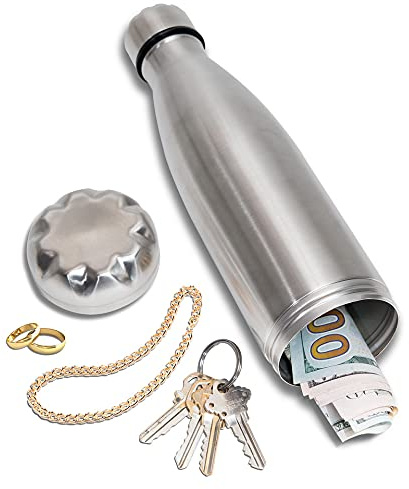 Diversion Water Bottle Safe, Stainless Steel Tumbler with Hidden Compartment, Real Functional Leak Proof Bottle to Hide Cash, Jewelry, Keys and Valuables in Plain Sight for Travel, Home, Beach, Gym