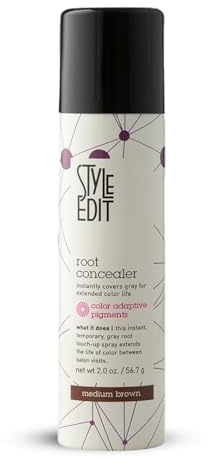 Style Edit Root Touch Up Spray | Temporary Hair Color for Gray Roots and Thinning Hair | Salon-Quality, Transfer-Resistant Hair Concealer | Medium Brown, 2 oz