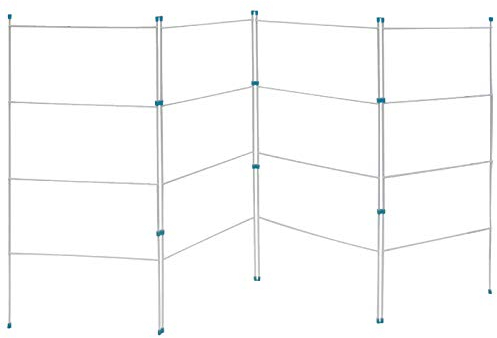 BARGAINS-GALORE 4 Fold Clothes Airer Drying Rack - Indoor & Outdoor Use, Flat Foldable Washing Line, Non Slip Feet, Space Saving | H 110 X W 207 Cm