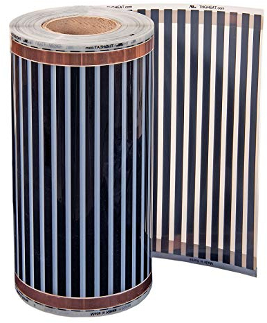 Lámina de calefacción por infrarrojos 24 V, 1 m x 20 cm, calefacción por infrarrojos eléctrica por suelo radiante