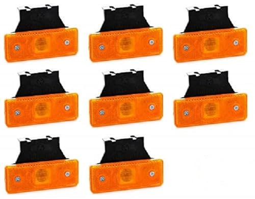 Vnvis - Set di 8 luci di posizione a LED arancione da 24V e 12V, con supporti in gomma, per telaio di rimorchio e camion
